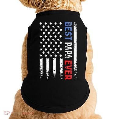 Father's Day Best Papa Ever With US American Flag Doggie Tank
