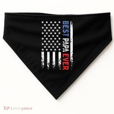 Father's Day Best Papa Ever With US American Flag USA-Made Doggie Bandana