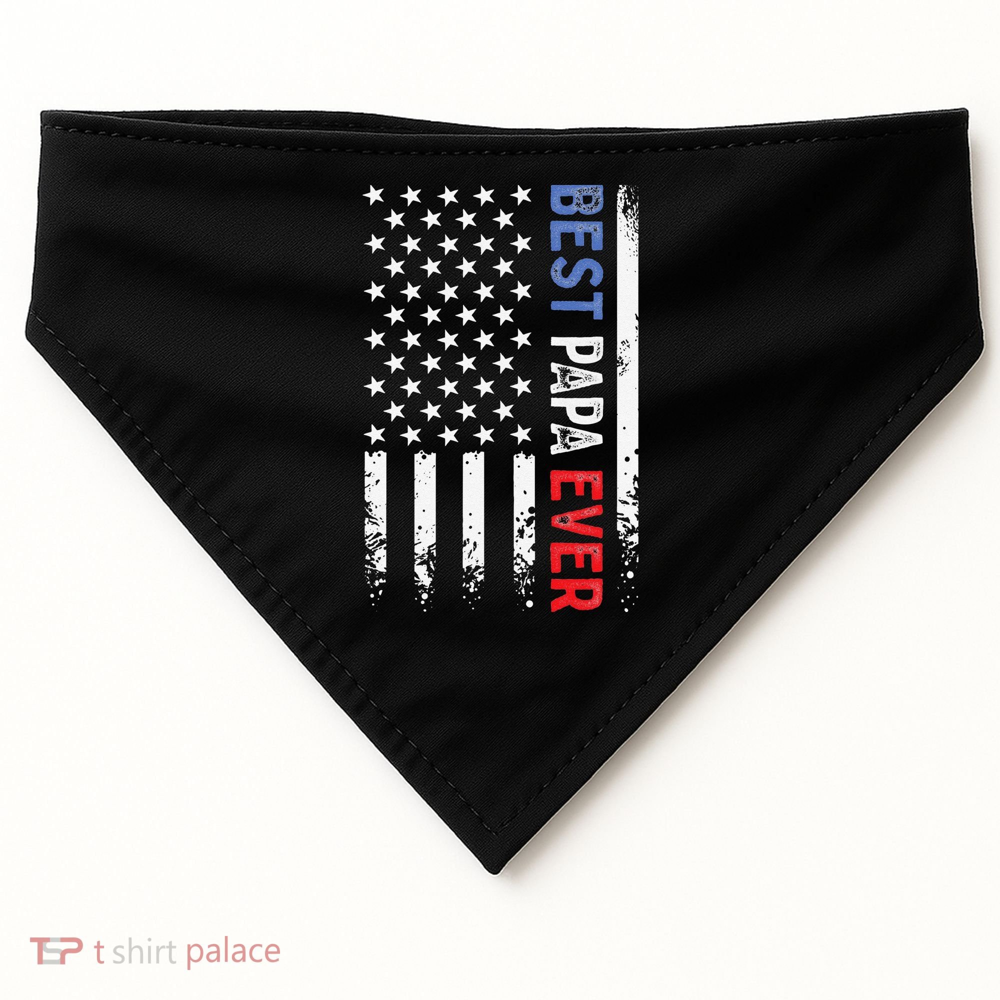 Father's Day Best Papa Ever With US American Flag USA-Made Doggie Bandana