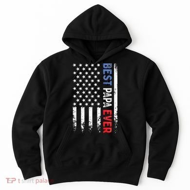 Father's Day Best Papa Ever With US American Flag Hoodie