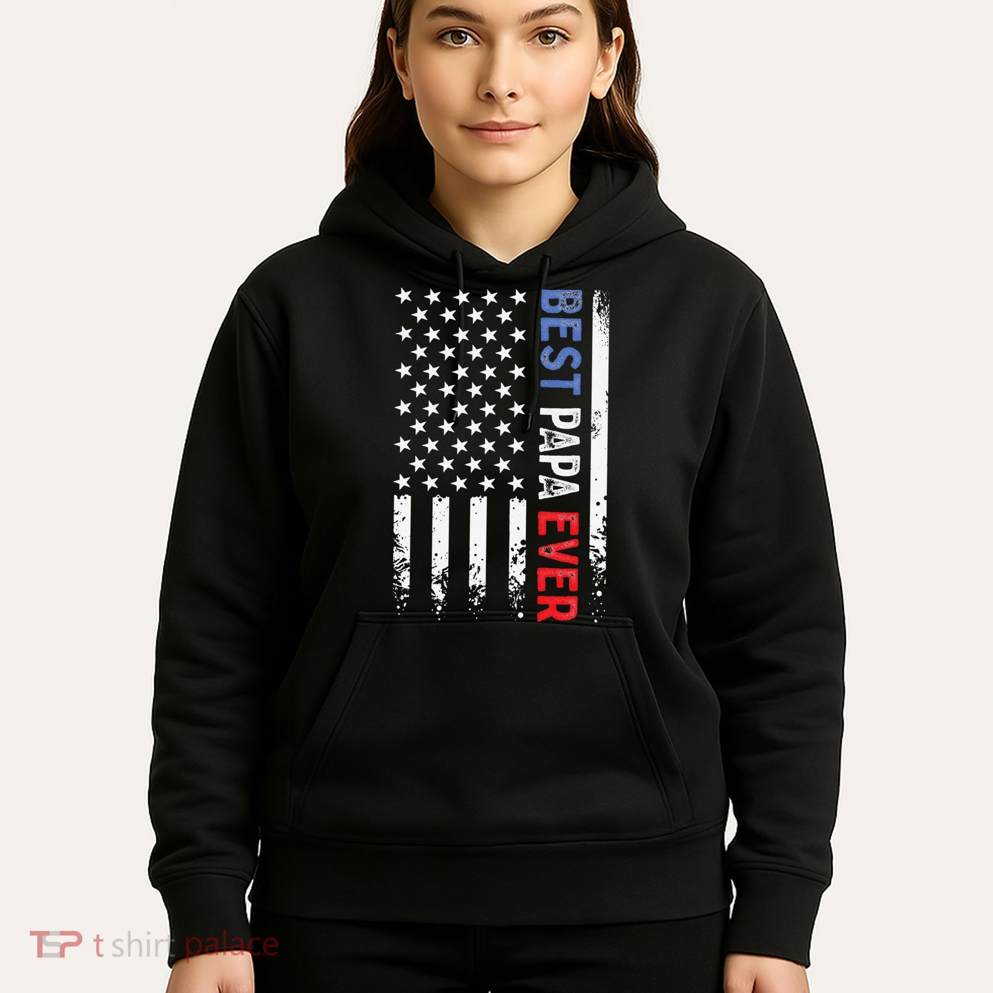 Father's Day Best Papa Ever With US American Flag Hoodie