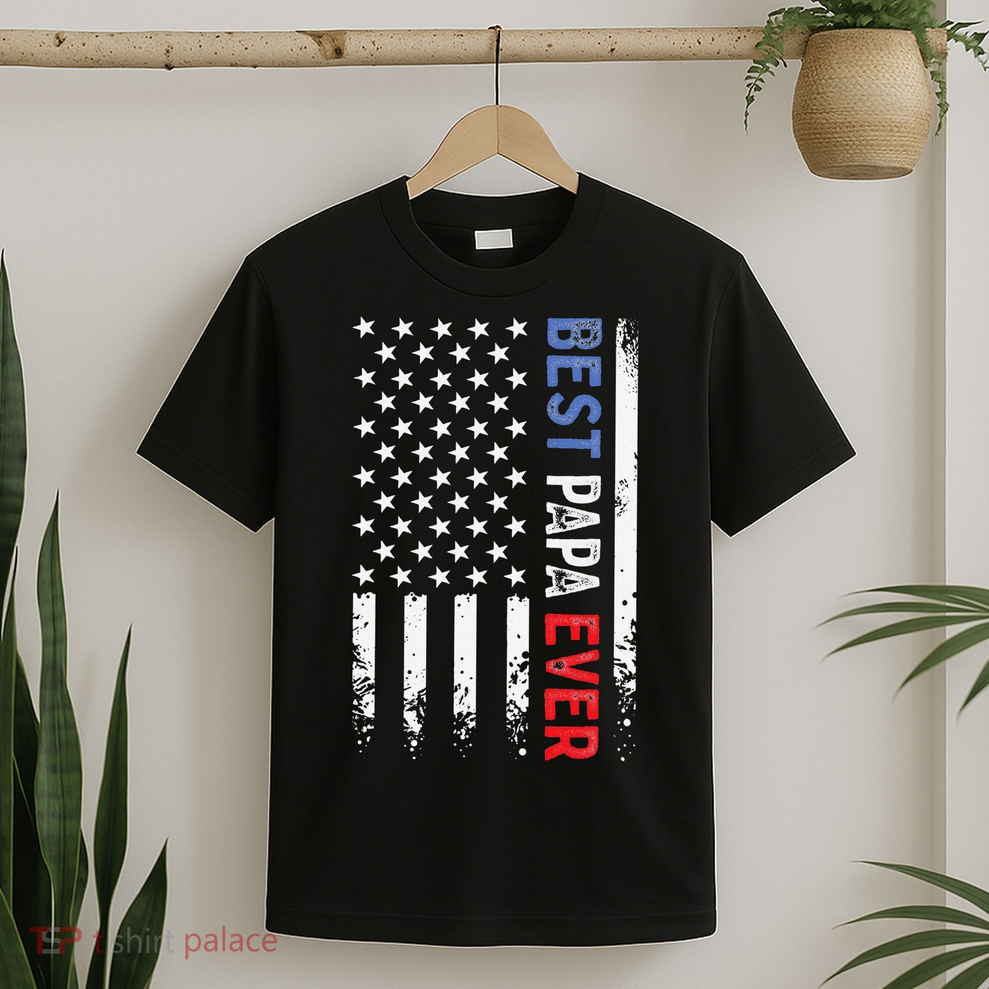 Father's Day Best Papa Ever With US American Flag T-Shirt
