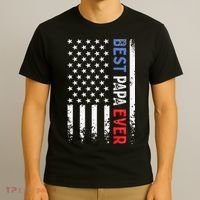 Father's Day Best Papa Ever With US American Flag T-Shirt thumb 3
