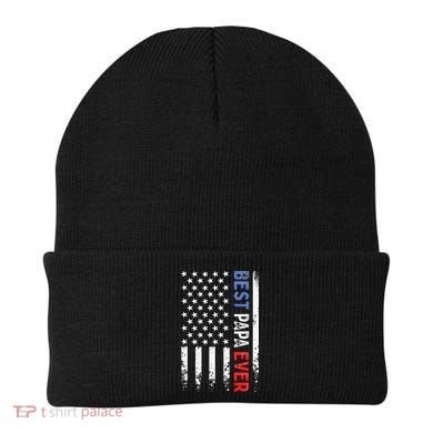 Father's Day Best Papa Ever With US American Flag Beanie