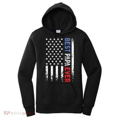 Father's Day Best Papa Ever With US American Flag Women's Hoodie