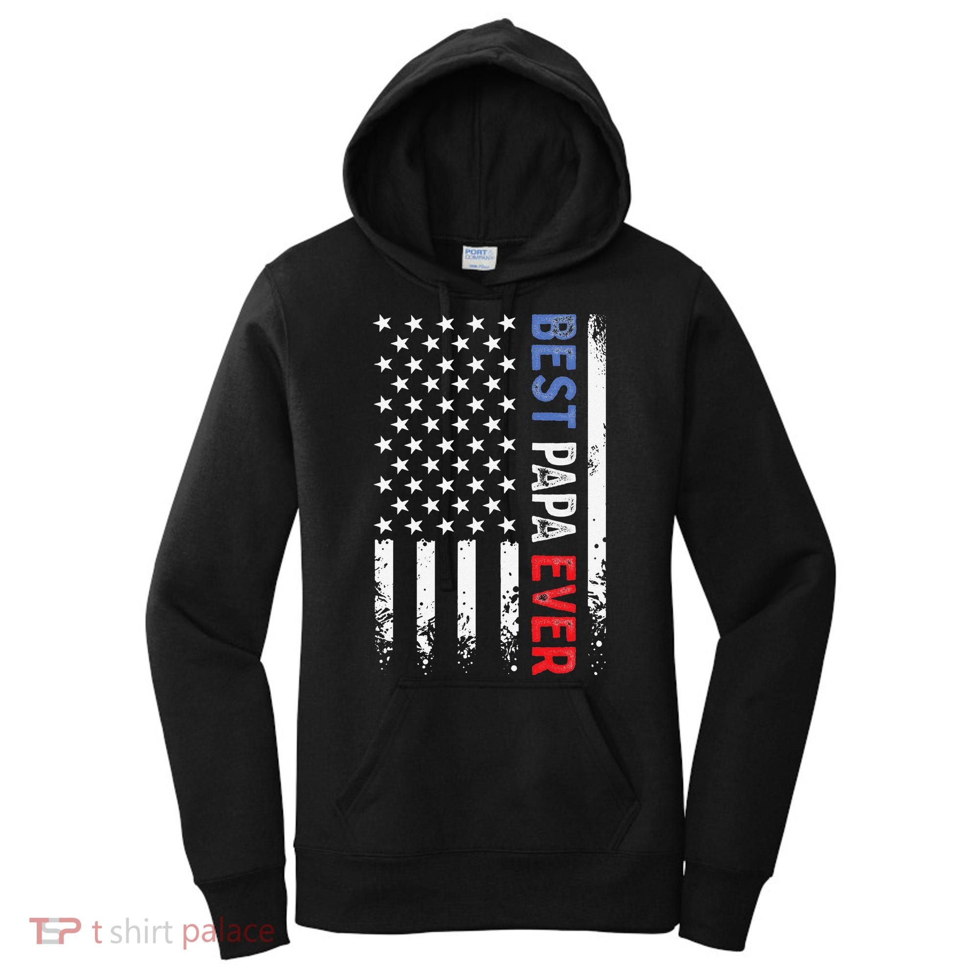 Father's Day Best Papa Ever With US American Flag Women's Hoodie