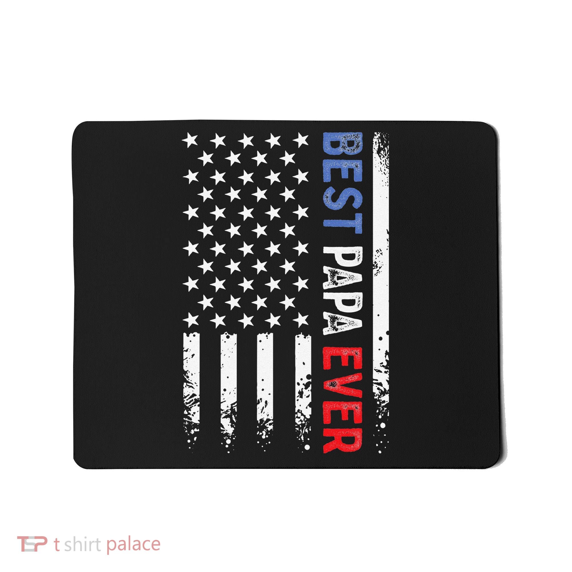 Father's Day Best Papa Ever With US American Flag Mousepad