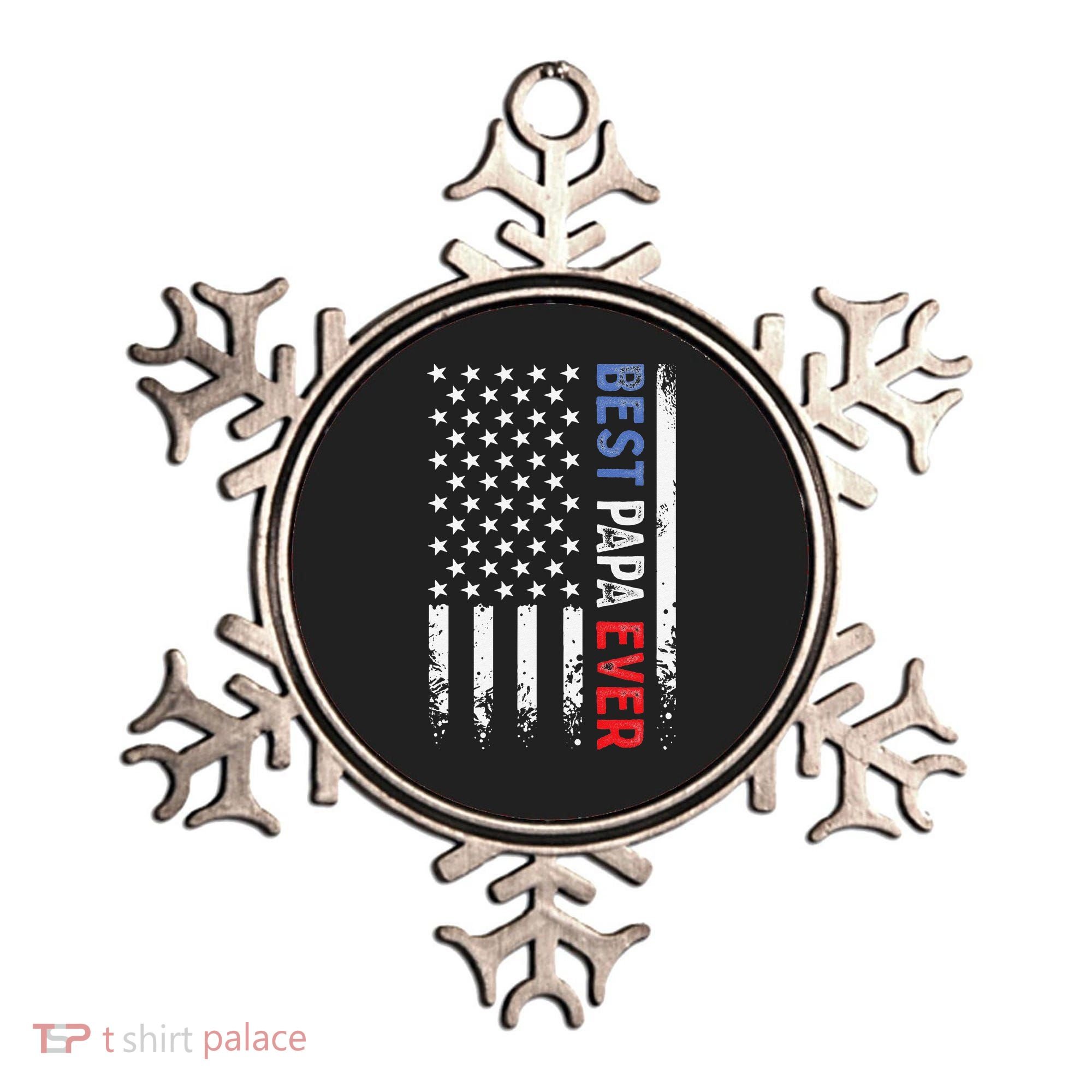 Father's Day Best Papa Ever With US American Flag Ornament