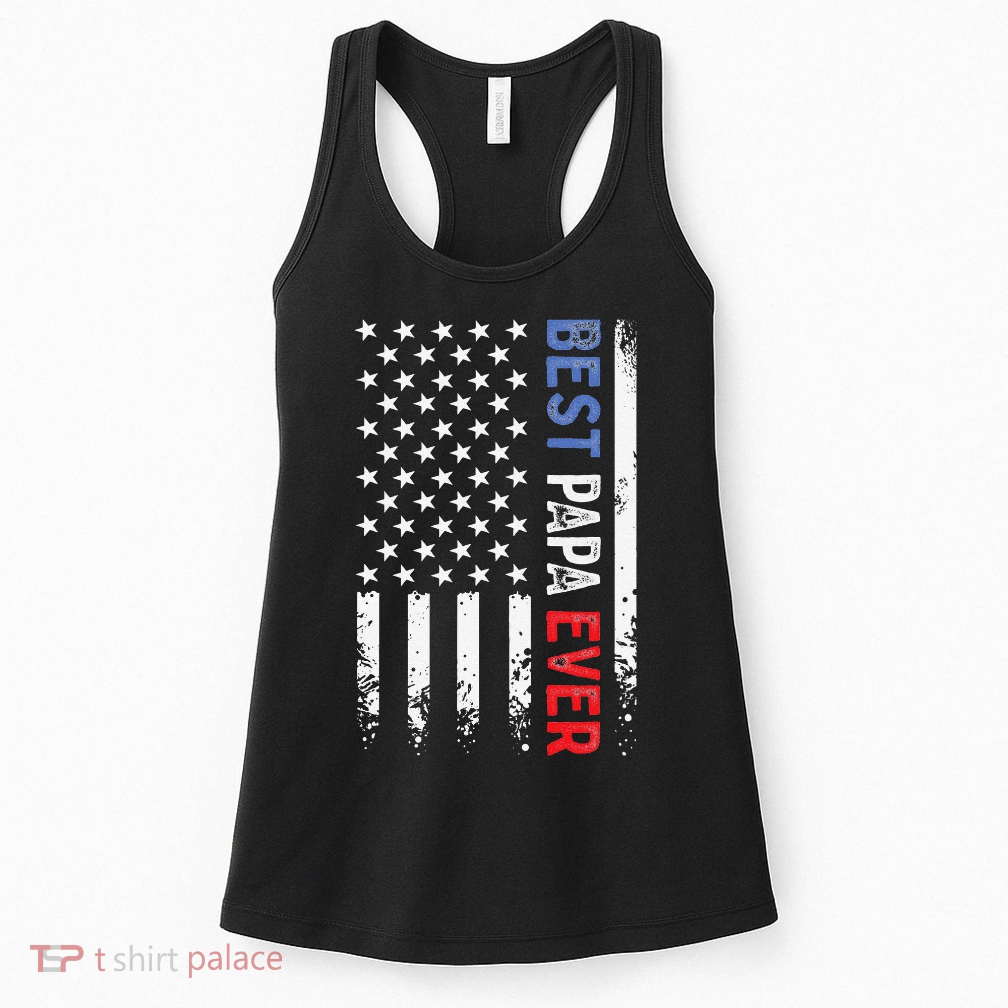 Father's Day Best Papa Ever With US American Flag Women's Tank Top