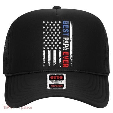 Father's Day Best Papa Ever With US American Flag Hat