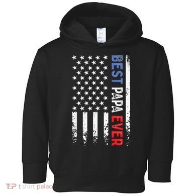 Father's Day Best Papa Ever With US American Flag Toddler Hoodie