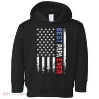 Father's Day Best Papa Ever With US American Flag Toddler Hoodie thumb 0