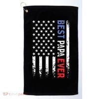 Father's Day Best Papa Ever With US American Flag Golf Towel thumb 0