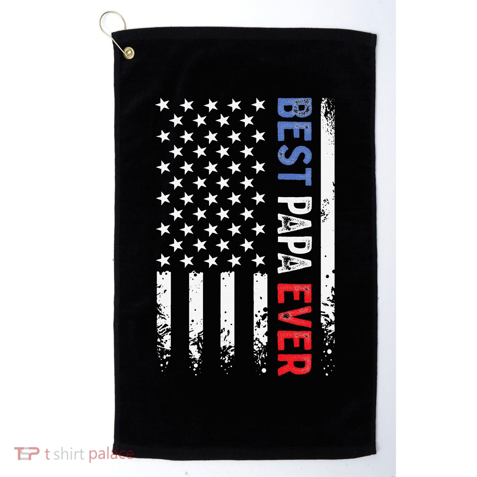 Father's Day Best Papa Ever With US American Flag Golf Towel