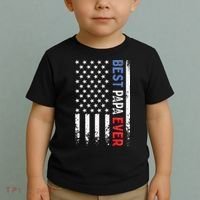 Father's Day Best Papa Ever With US American Flag Toddler T-Shirt thumb 2