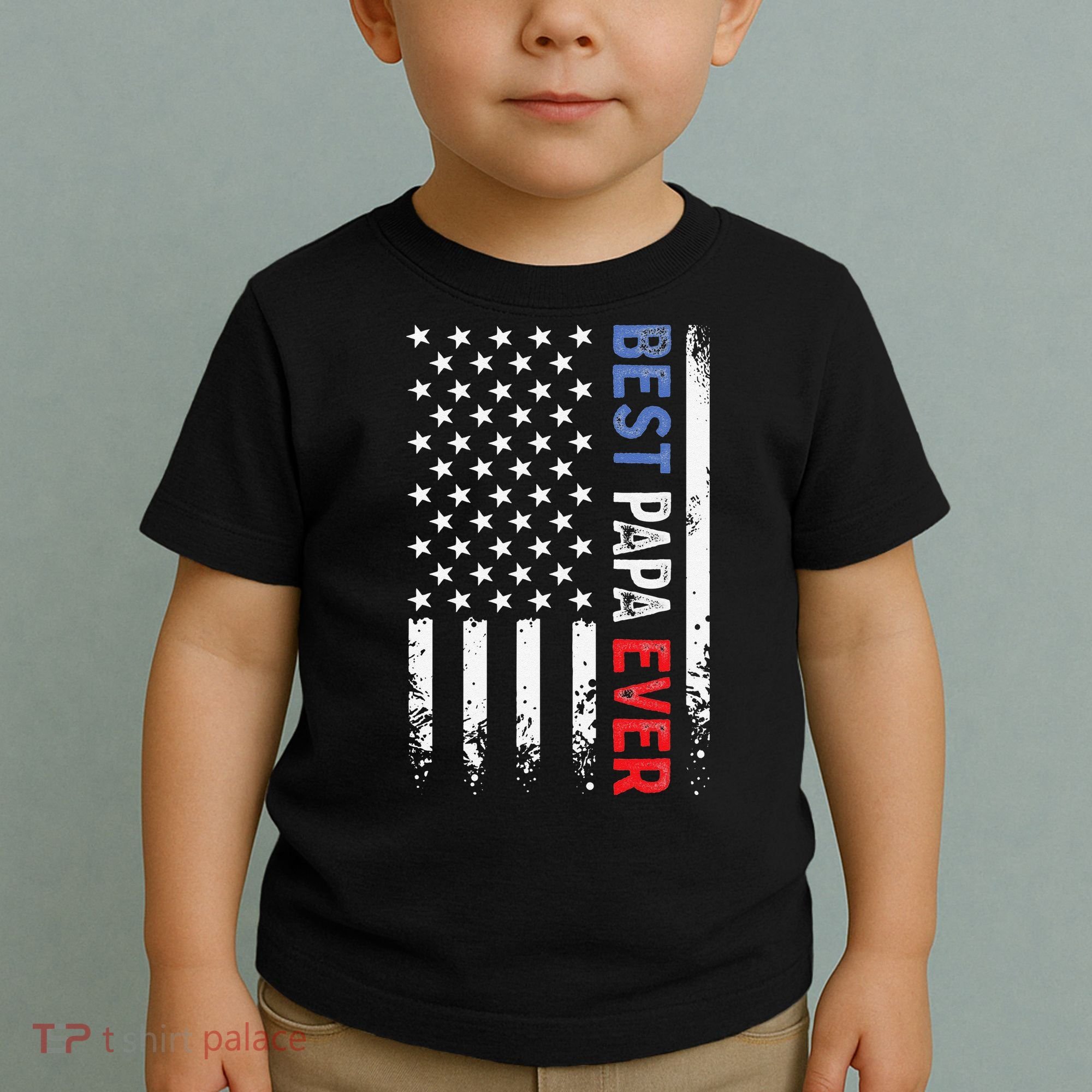 Father's Day Best Papa Ever With US American Flag Toddler T-Shirt