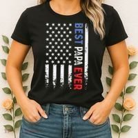 Father's Day Best Papa Ever With US American Flag Women's T-Shirt thumb 2