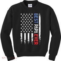 Father's Day Best Papa Ever With US American Flag Kids Sweatshirt thumb 0