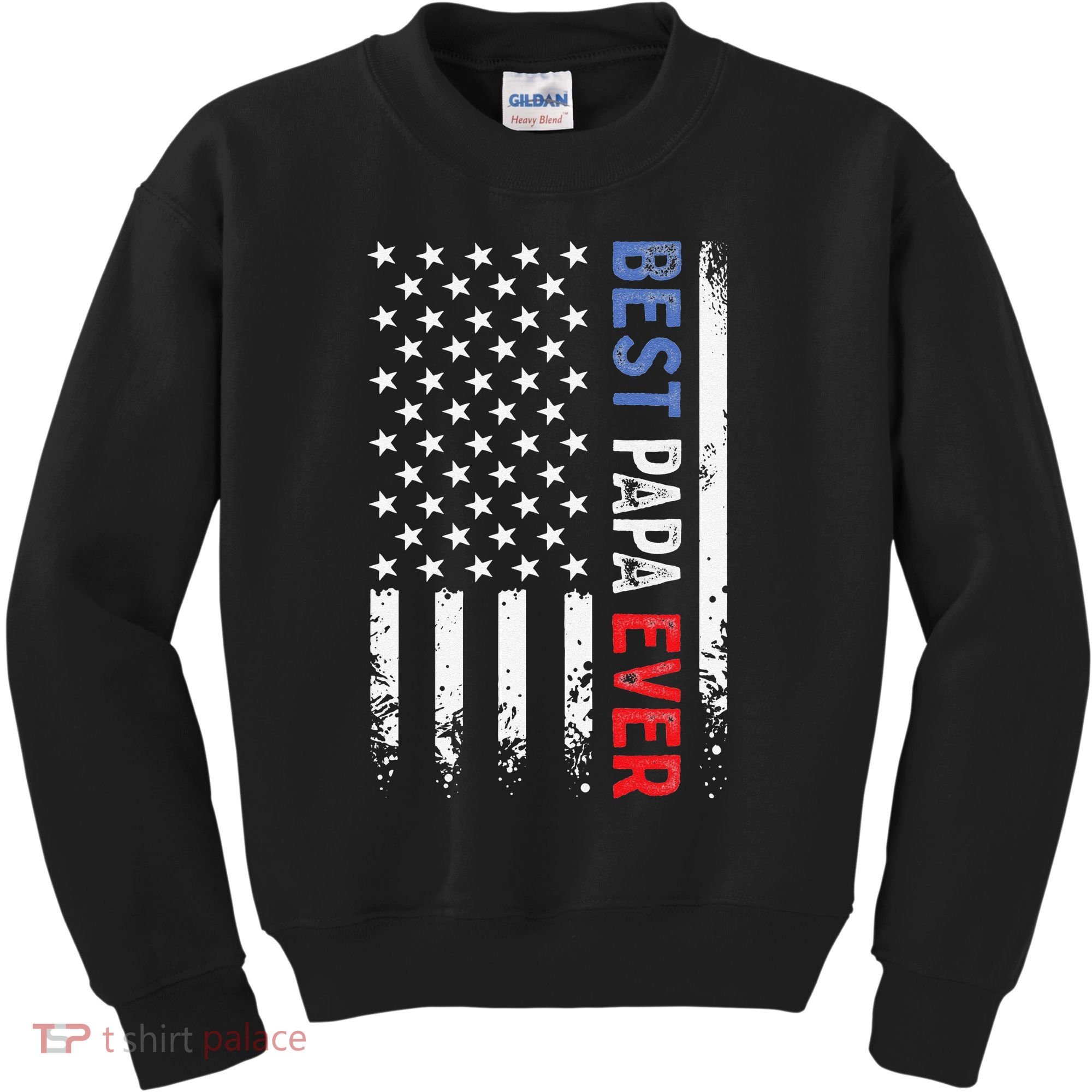 Father's Day Best Papa Ever With US American Flag Kids Sweatshirt