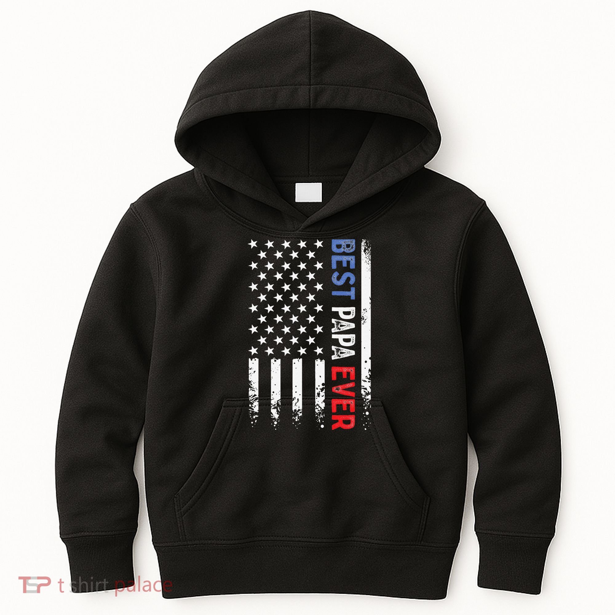 Father's Day Best Papa Ever With US American Flag Kids Hoodie