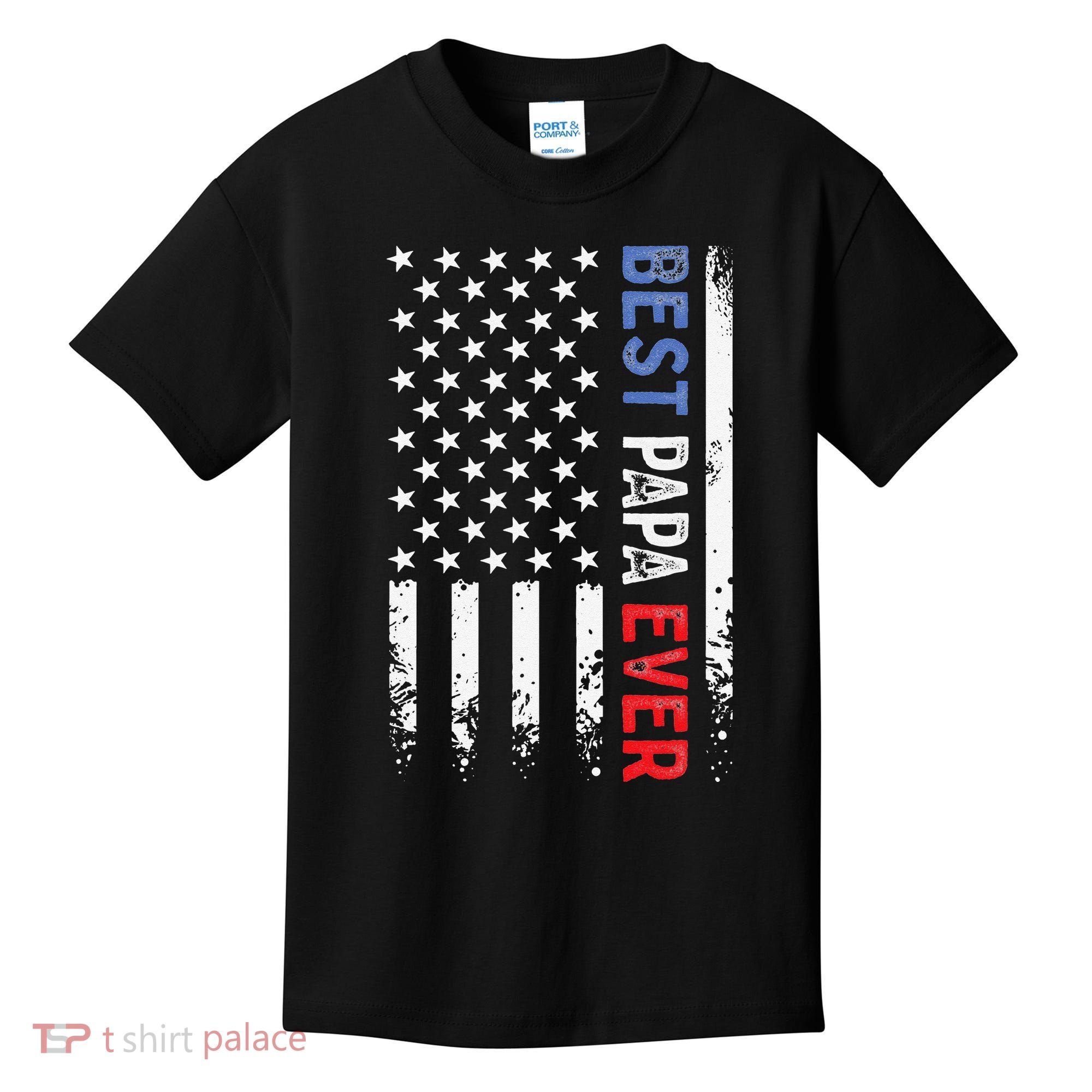Father's Day Best Papa Ever With US American Flag Kids T-Shirt