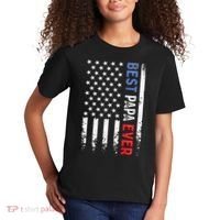 Father's Day Best Papa Ever With US American Flag Kids T-Shirt thumb 2