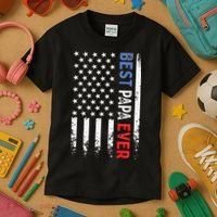 Father's Day Best Papa Ever With US American Flag Kids T-Shirt thumb 3