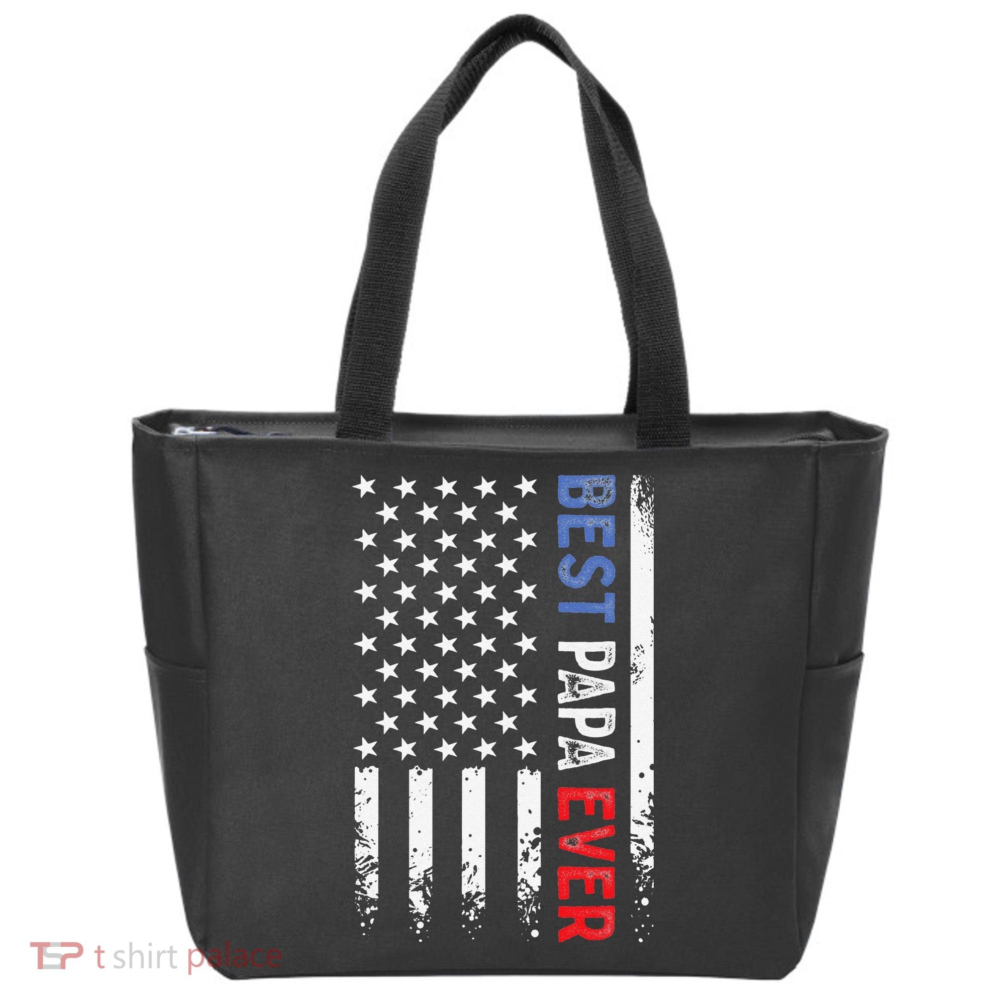 Father's Day Best Papa Ever With US American Flag Tote Bag