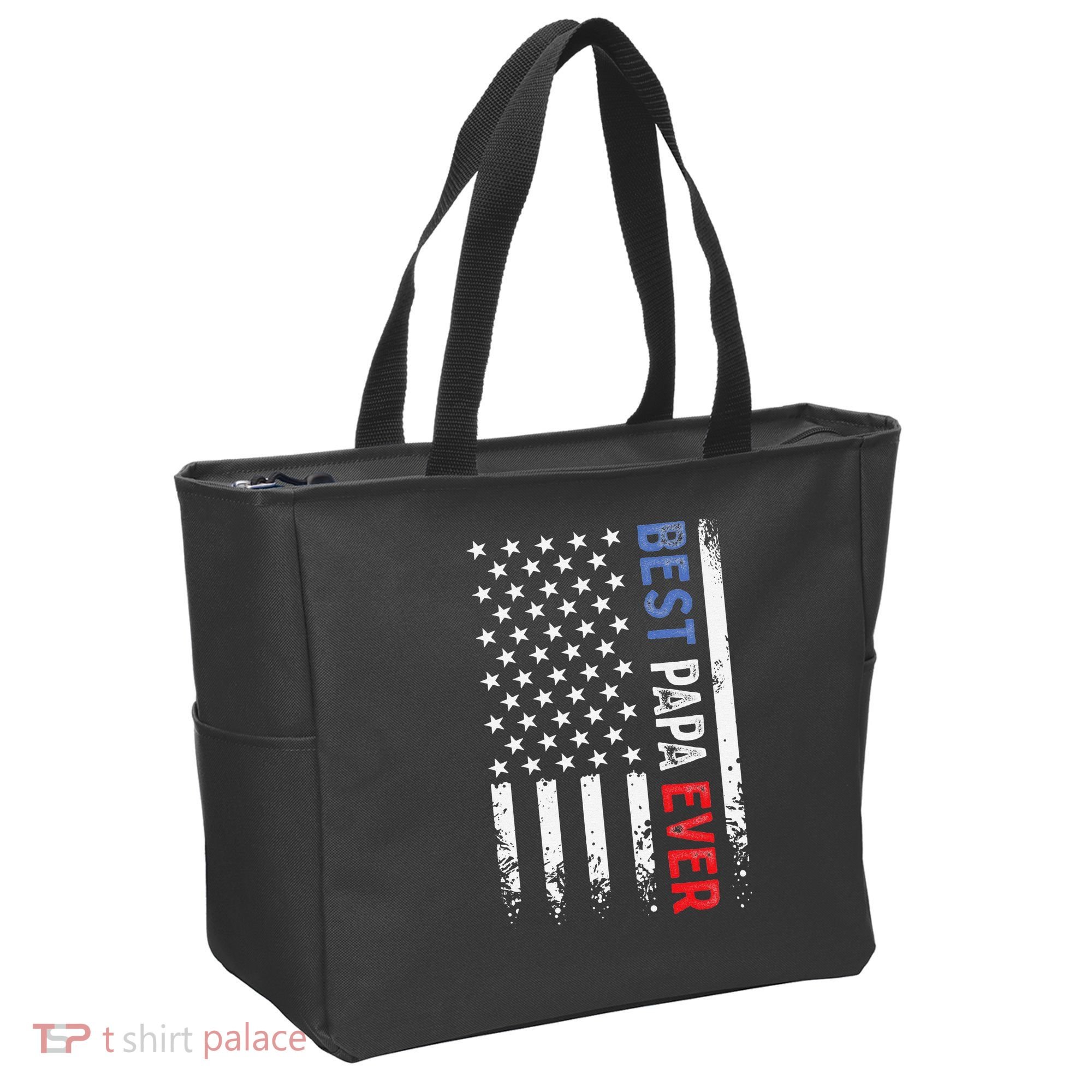 Father's Day Best Papa Ever With US American Flag Tote Bag