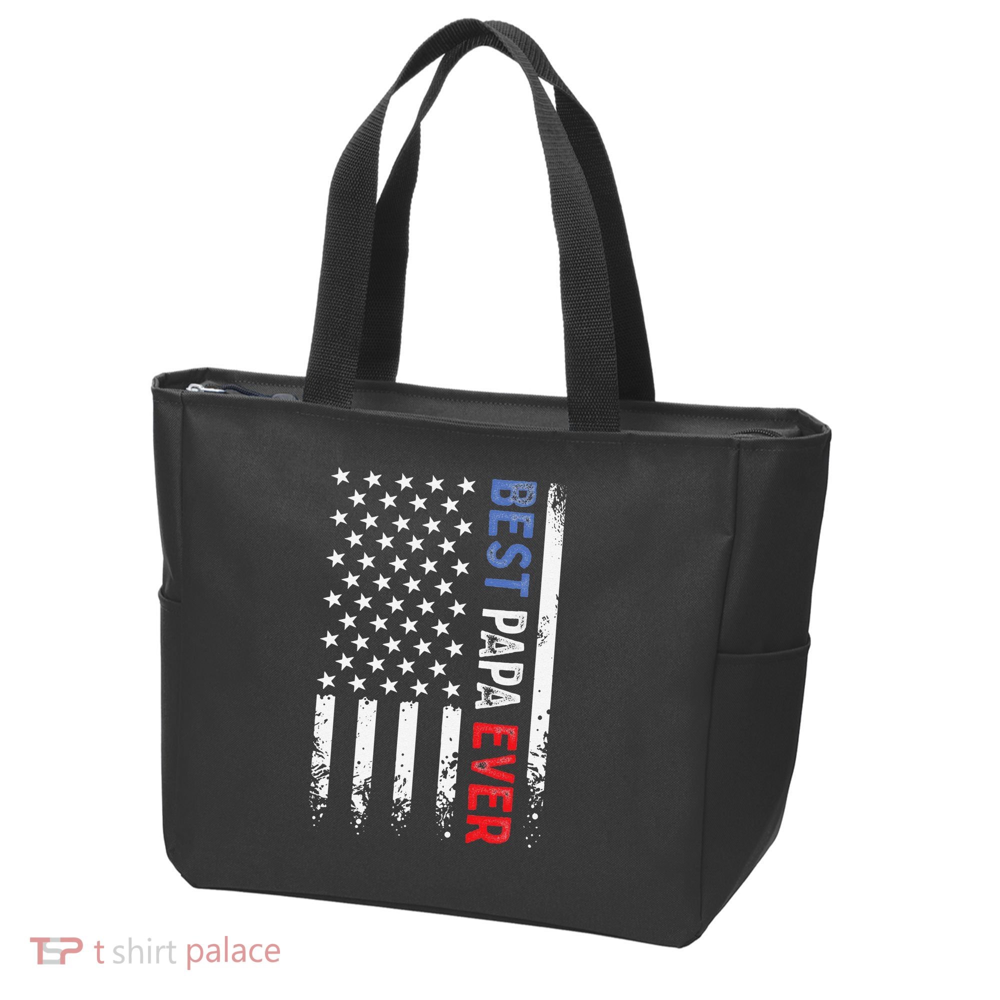 Father's Day Best Papa Ever With US American Flag Tote Bag