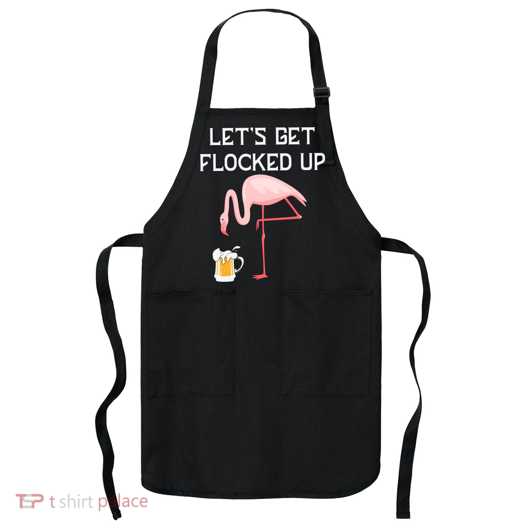 Flamingo Drinking Beer Funny Flamingo Apron