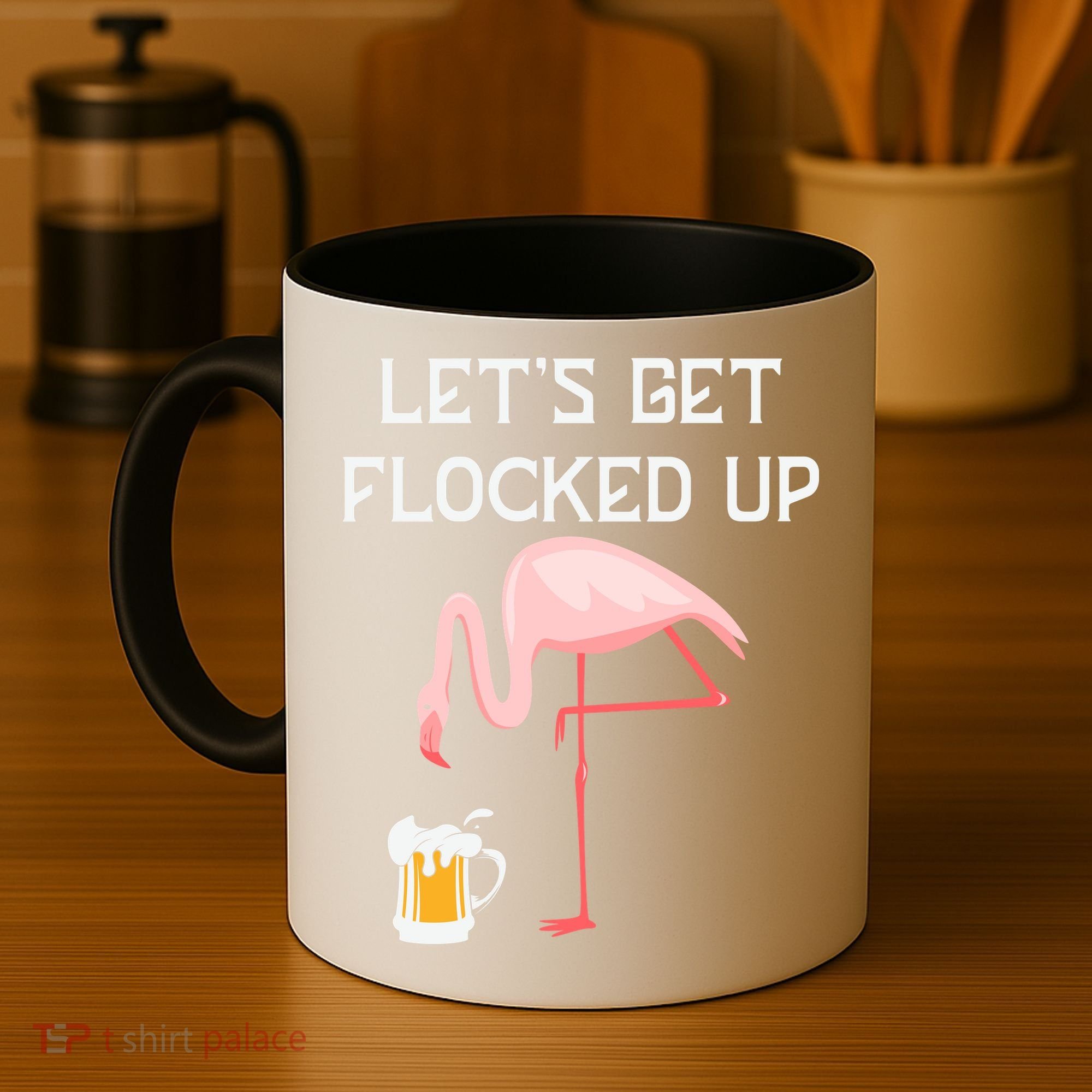 Flamingo Drinking Beer Funny Flamingo Coffee Mug