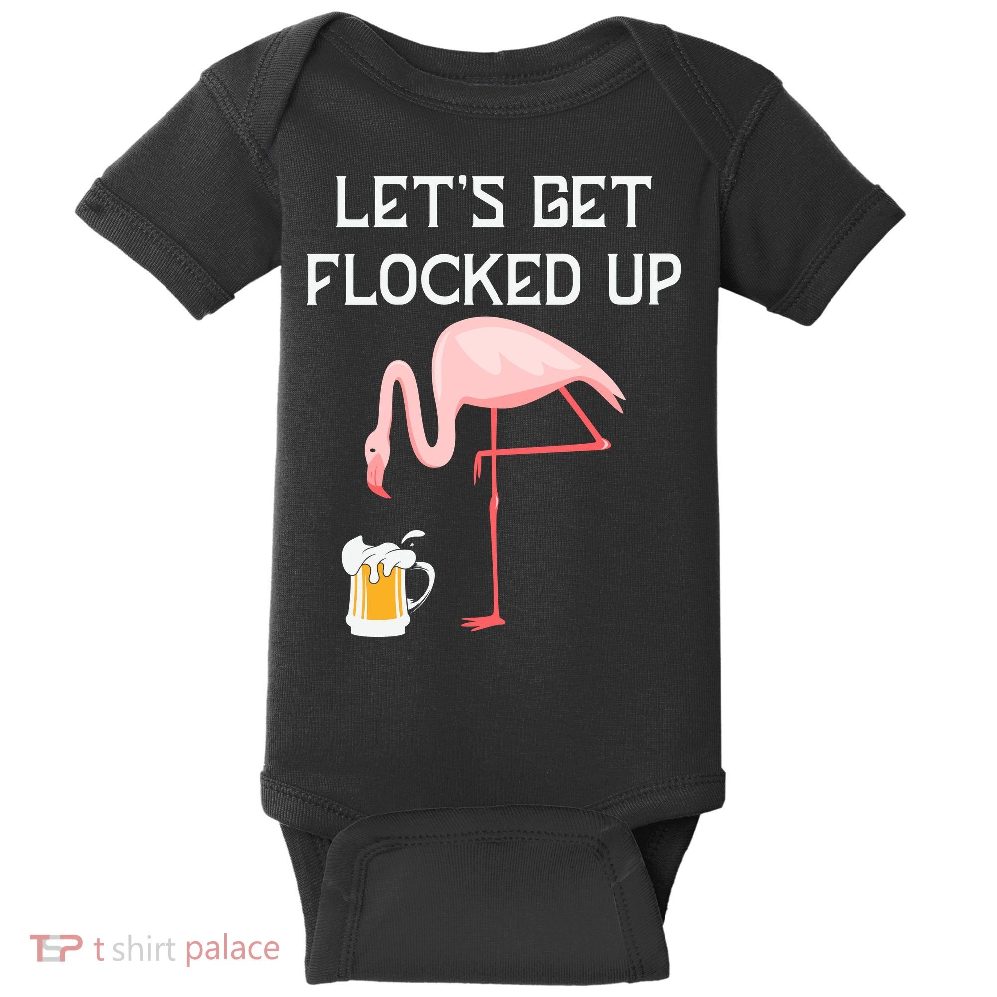 Flamingo Drinking Beer Funny Flamingo Baby Bodysuit