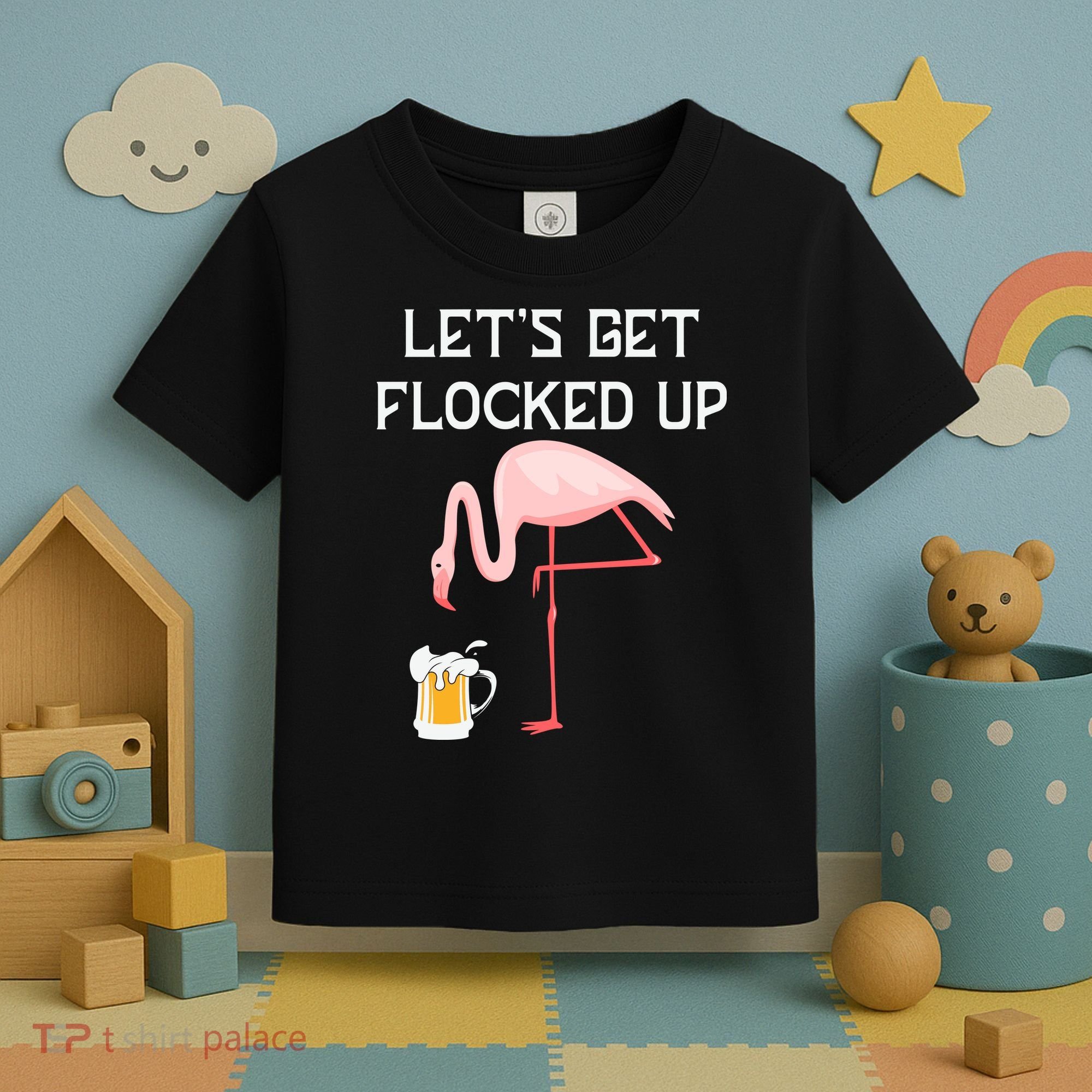 Flamingo Drinking Beer Funny Flamingo Toddler T-Shirt