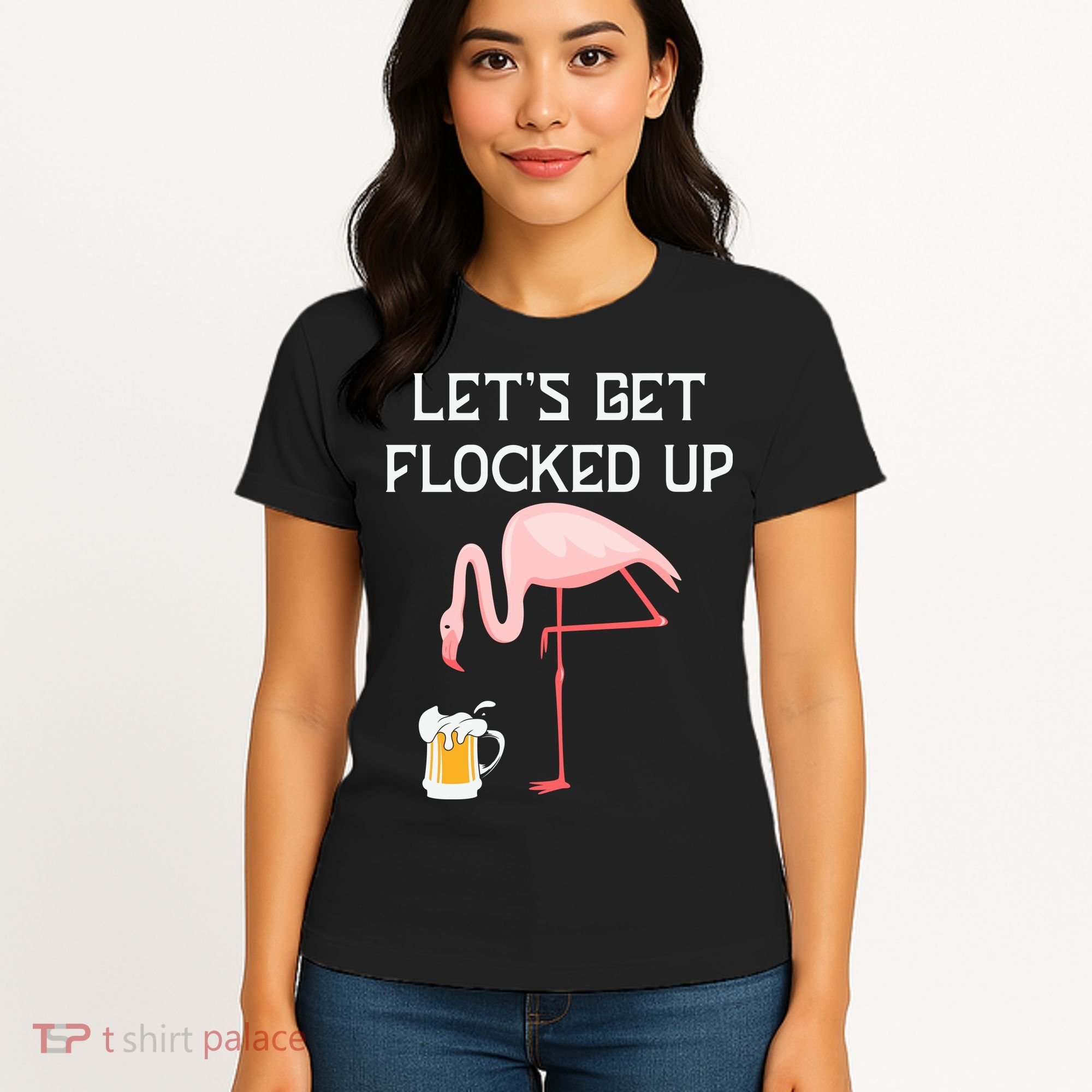 Flamingo Drinking Beer Funny Flamingo Women's T-Shirt