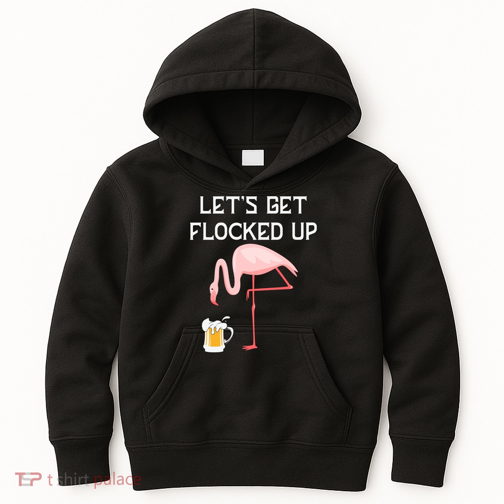 Flamingo Drinking Beer Funny Flamingo Kids Hoodie