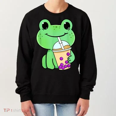 Frog Drinking Bubble Tea Women's Sweatshirt