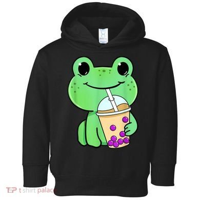 Frog Drinking Bubble Tea Toddler Hoodie