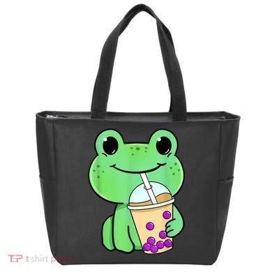 Frog Drinking Bubble Tea Tote Bag