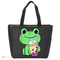 Frog Drinking Bubble Tea Tote Bag thumb 0