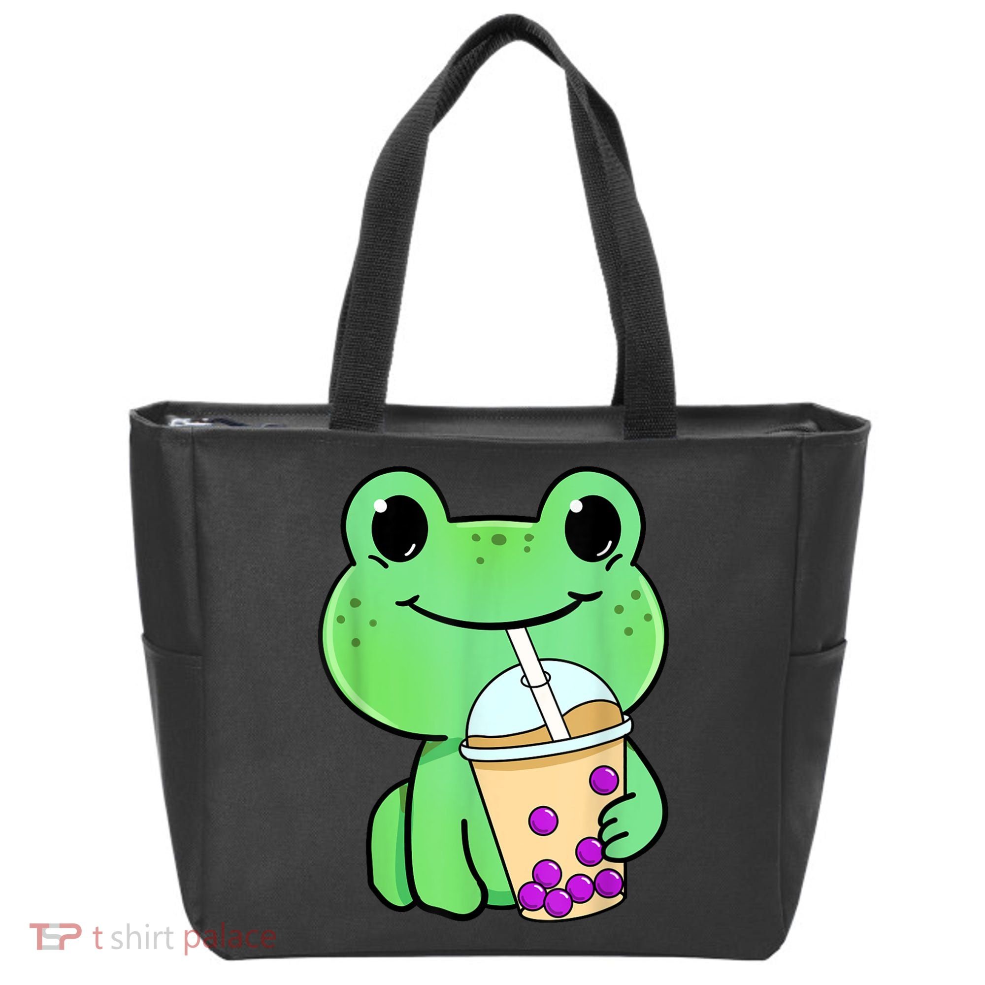 Frog Drinking Bubble Tea Tote Bag