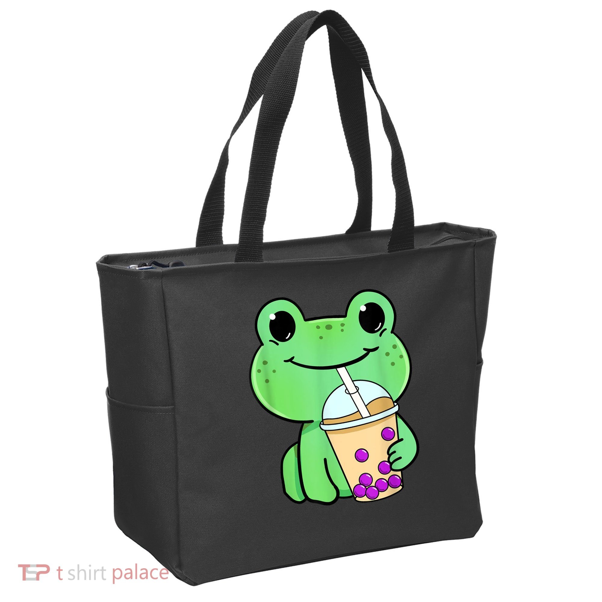 Frog Drinking Bubble Tea Tote Bag