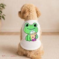 Frog Drinking Bubble Tea Doggie Tank thumb 2