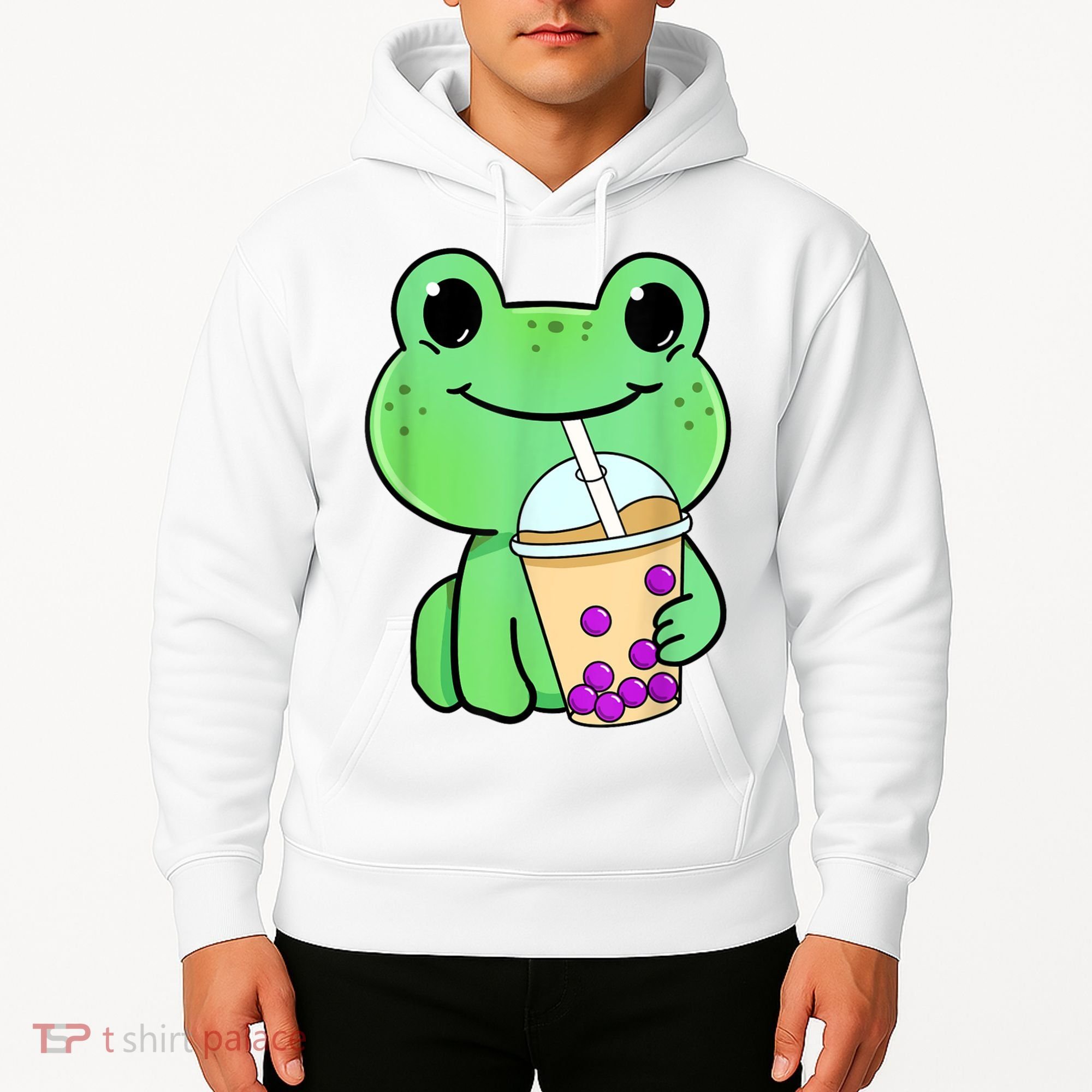 Frog Drinking Bubble Tea Hoodie