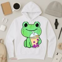 Frog Drinking Bubble Tea Hoodie thumb 3