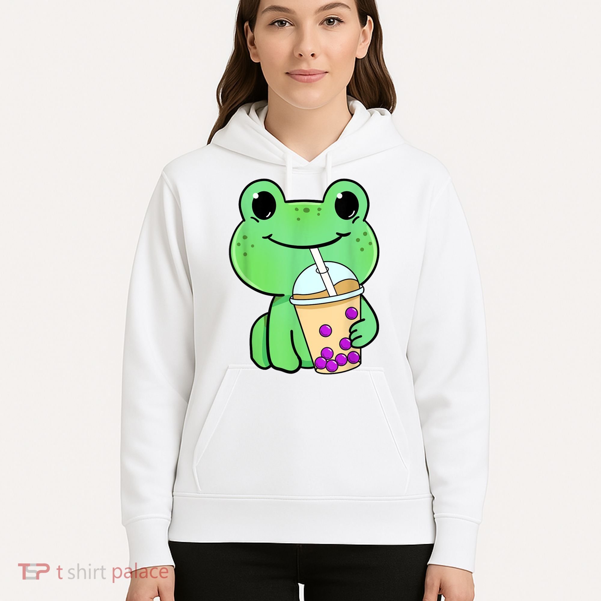 Frog Drinking Bubble Tea Hoodie