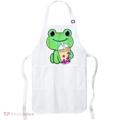 Frog Drinking Bubble Tea Apron