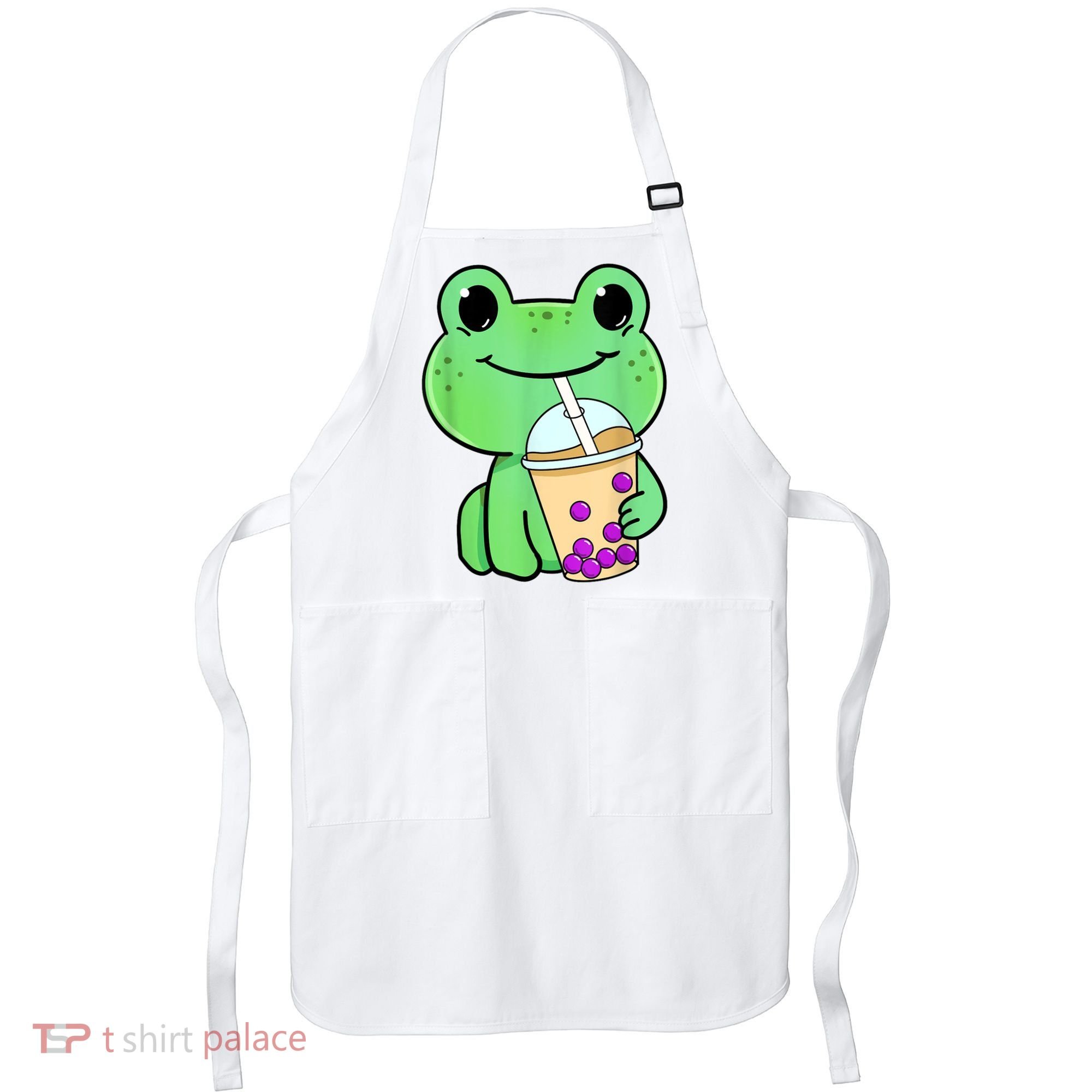Frog Drinking Bubble Tea Apron