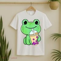 Frog Drinking Bubble Tea T-Shirt thumb 2