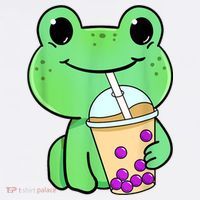 Frog Drinking Bubble Tea Button thumb 1